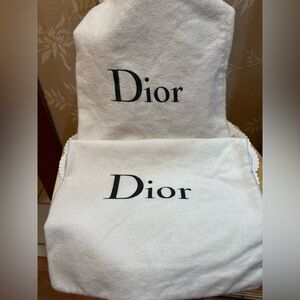 Dior White Dust Bags with Black Logo - Set of 2